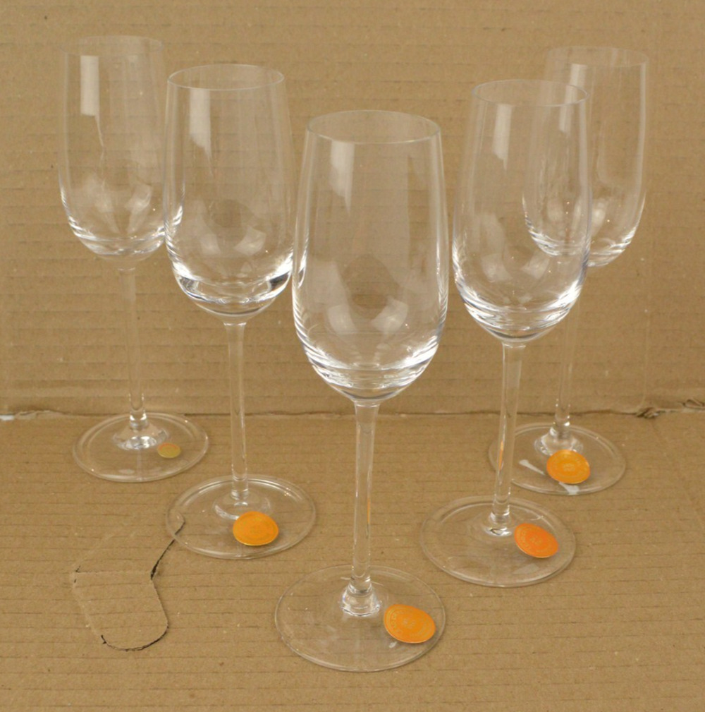 Vintage Bleikristall 24% Lead Crystal Champagne Flutes Set of 5 Handmade